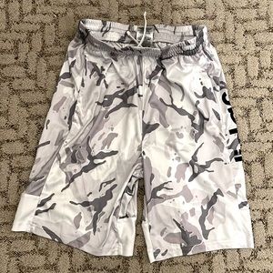 Adidas boys grey black and white shorts 100% polyester Camo print